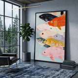 Colorful Fish Coastal Wall Art – Painted School on Light Blue