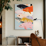 Colorful Fish Coastal Wall Art – Painted School on Light Blue
