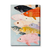 Colorful Fish Coastal Wall Art – Painted School on Light Blue