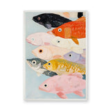 Colorful Fish Coastal Wall Art – Painted School on Light Blue