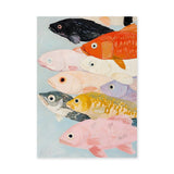 Colorful Fish Coastal Wall Art – Painted School on Light Blue