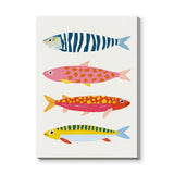 Colorful Fish Coastal Wall Art – Playful Ocean Animals on White
