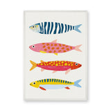 Colorful Fish Coastal Wall Art – Playful Ocean Animals on White