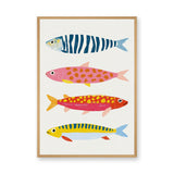Colorful Fish Coastal Wall Art – Playful Ocean Animals on White