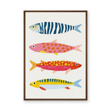 Colorful Fish Coastal Wall Art – Playful Ocean Animals on White