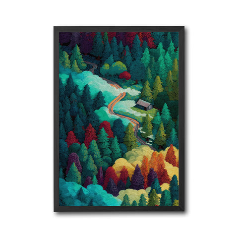 Colorful Forest Landscape Wall Print Wall Poster – Aesthetic Nature Print for Home Decor