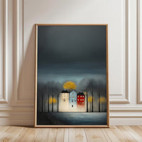 Colorful Houses and Trees Aesthetic Wall Poster Wall Poster