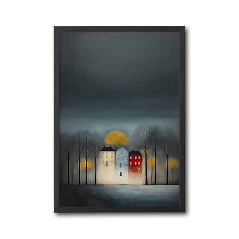 Colorful Houses and Trees Aesthetic Wall Poster Wall Poster