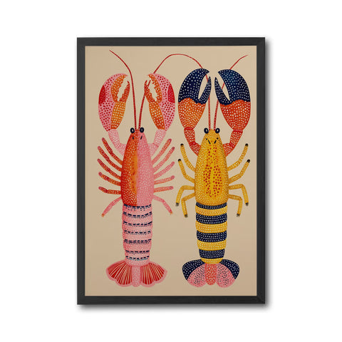 Colorful Lobster Illustration, Sleek Nautical Coastal Wall Print, Vibrant Marine Fine Print