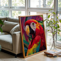 Colorful Parrot Painting Home Art Wall Poster – Vibrant Tropical Bird Canvas Print