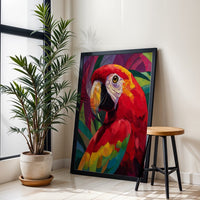 Colorful Parrot Painting Home Art Wall Poster – Vibrant Tropical Bird Canvas Print