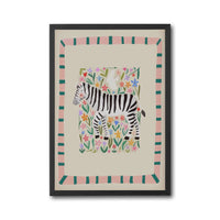 Colorful Zara Zebra Illustration, Jungle Animal Kids Nursery Wall Print Art