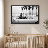 Convertible Coastal Vintage Wall Art – Black and White Ocean Road Drive