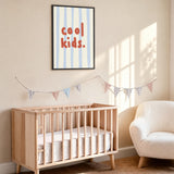 Cool Kids Typography Wall Art – Red Text on Blue Stripes
