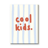 Cool Kids Typography Wall Art – Red Text on Blue Stripes