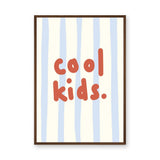Cool Kids Typography Wall Art – Red Text on Blue Stripes
