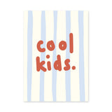 Cool Kids Typography Wall Art – Red Text on Blue Stripes