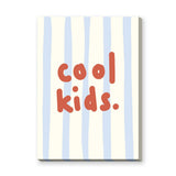 Cool Kids Typography Wall Art – Red Text on Pale Blue Stripes