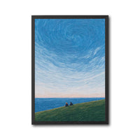 Couple on Swirling Sky Hill Aesthetic Wall Print Poster Print