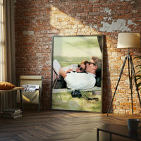 Couple Relaxing Under Tree Aesthetic Home Art Print