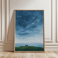 Couple Stargazing Under the Night Sky Print – Custom Night Sky Map Home Art Wall Poster
