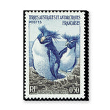 Crozet Penguin Stamp Vintage Wall Art – French Antarctic Postage Design