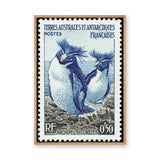 Crozet Penguin Stamp Vintage Wall Art – French Antarctic Postage Design