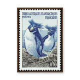Crozet Penguin Stamp Vintage Wall Art – French Antarctic Postage Design