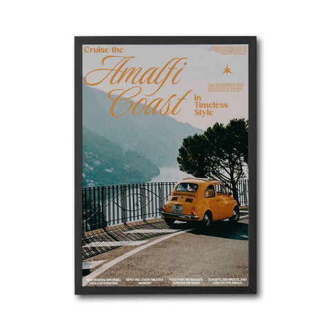 Cruise the Amalfi Coast in Enduring Style Décor Poster, Aesthetic Amalfi Coast Quote Wall Print