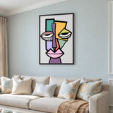 Cubist Face Modern Geometric Wall Art – Colorful Abstract Portrait