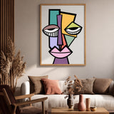 Cubist Face Modern Geometric Wall Art – Colorful Abstract Portrait