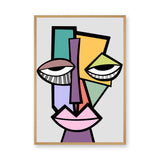 Cubist Face Modern Geometric Wall Art – Colorful Abstract Portrait