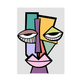 Cubist Face Modern Geometric Wall Art – Colorful Abstract Portrait