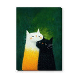 Cuddling Cats Modern Minimalist Wall Art – Cute Green Kids Room Print