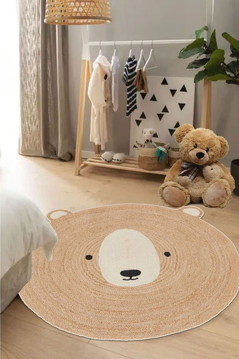Cute Animal Round Kids Rug – Multicolor 1668 in a nursery
