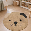 Cute Animal Round Kids Rug – Natural Jute in a nursery