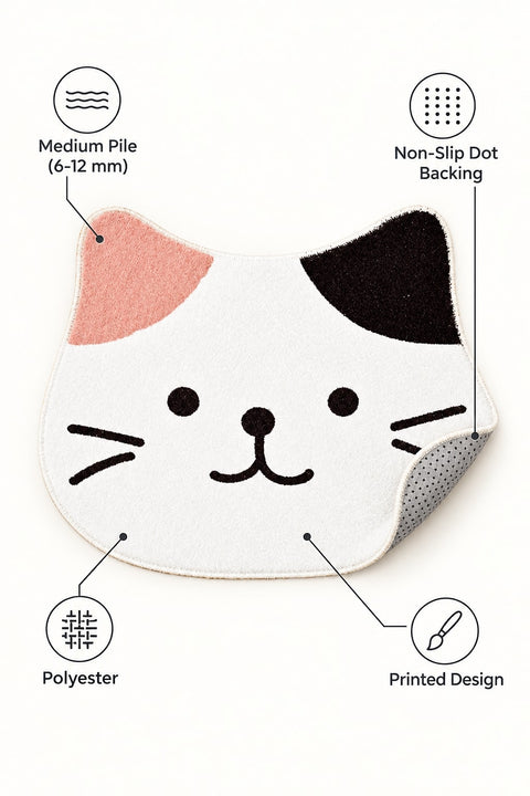 Cute Animal Round Kids Rug – White – features