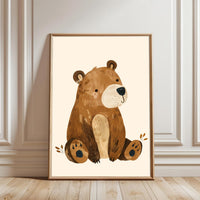 Cute Bear Illustration Aesthetic Home Art Print