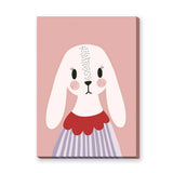 Cute Bunny Kids Nursery Wall Art – White Rabbit on Pink Background