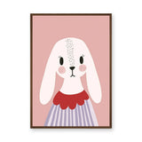 Cute Bunny Kids Nursery Wall Art – White Rabbit on Pink Background