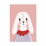 Cute Bunny Kids Nursery Wall Art – White Rabbit on Pink Background