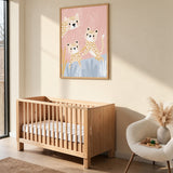 Cute Leopard Cubs Kids Wall Art – Pastel Pink Nursery Animal Print