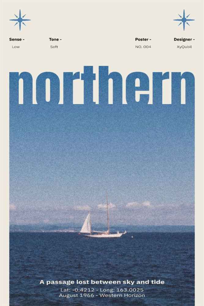 Northern Text Aesthetic Sailboat Décor Poster, Minimal Home Wall Print