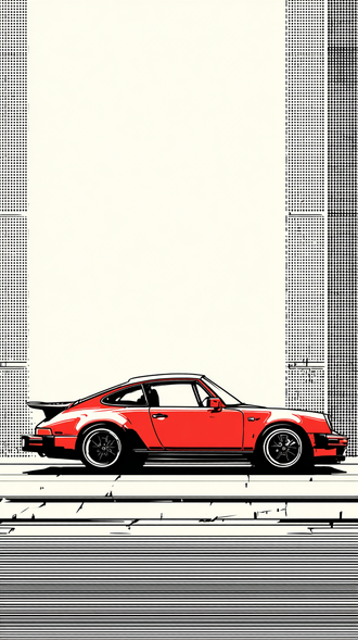 Red Porsche 911 Pop Art Wall Poster – Traditional Porsche Wall Décor, Luxury Automotive Decor