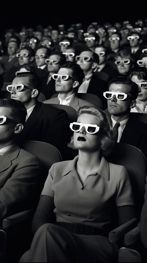 Nostalgic Cinema Audience Décor Poster – Retro Movie Theater Wall Décor