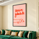 Dachshund Typography Wall Art – Pink Red Line Art Dog Quote Print