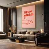Dachshund Typography Wall Art – Pink Red Line Art Dog Quote Print