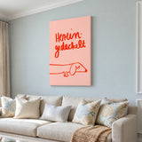 Dachshund Typography Wall Art – Pink Red Line Art Dog Quote Print