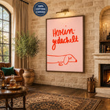 Dachshund Typography Wall Art – Pink Red Line Art Dog Quote Print