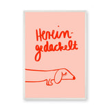 Dachshund Typography Wall Art – Pink Red Line Art Dog Quote Print